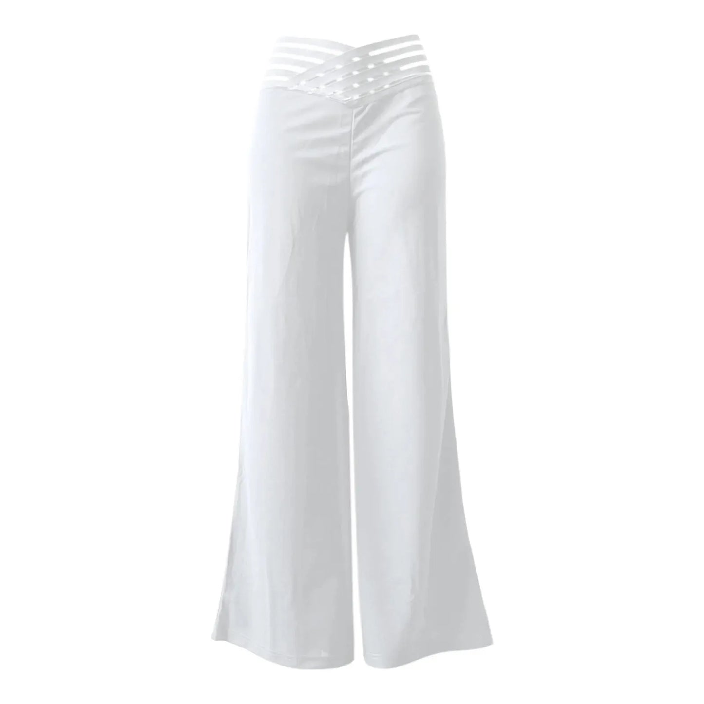 Pantalones acampanados de pierna ancha para mujer, pantalón informal entrecruzado con parche de malla transparente, pantalones de cintura alta, ropa de calle Y2k, pantalón de trabajo elegante, otoño
