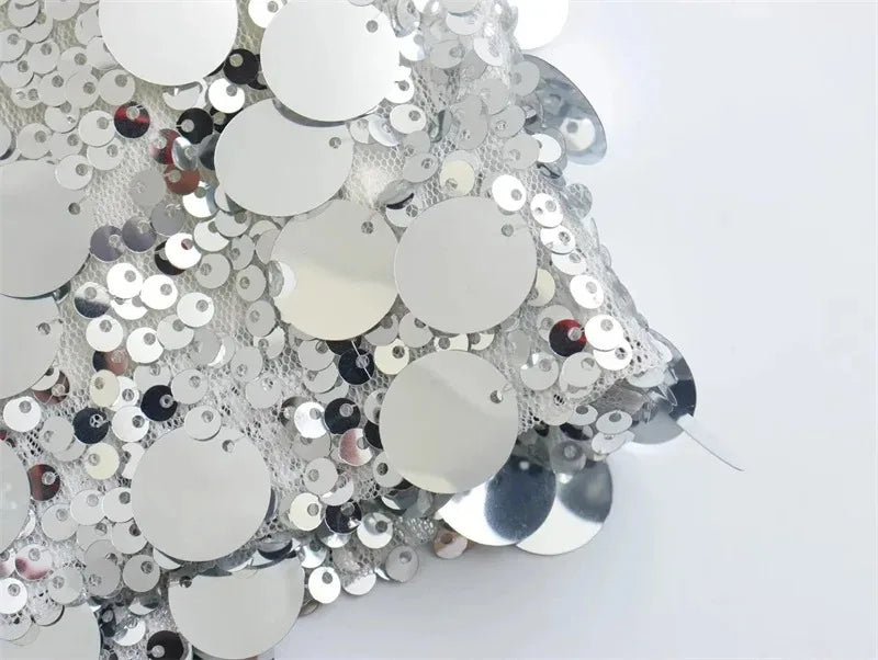 Falda de lentejuelas plateadas para mujer, minifalda de cintura alta, faldas cortas elegantes con purpurina brillante a la moda para mujer, faldas Y2k