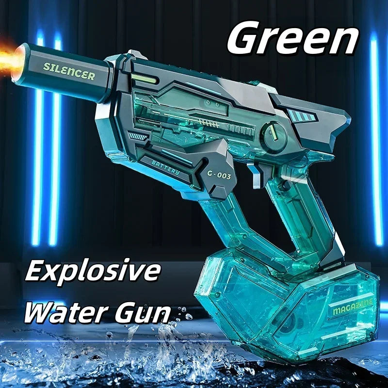 Pistola de agua eléctrica de juguete con luz de inducción Led, pistola de chorro automática, juguete de pistola de agua para piscina y playa al aire libre de verano, regalo para adultos