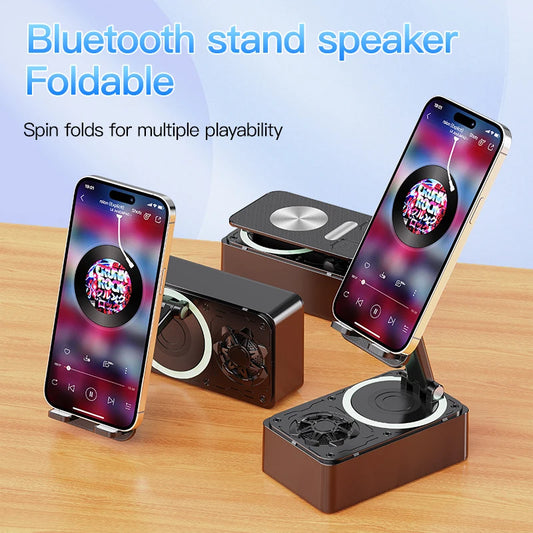 Altavoz Bluetooth 3 en 1, Banco de energía para teléfono, altavoz inalámbrico plegable, soporte para teléfono con almohadillas antideslizantes para videoconferencias en vivo
