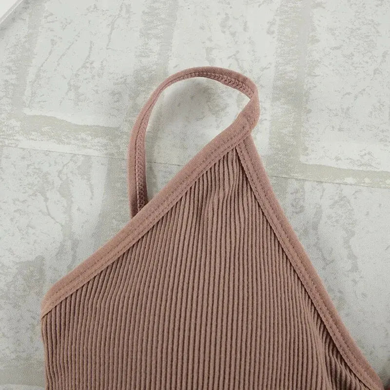 Conjunto de ropa interior de 2 piezas para mujer, bragas sexys, Bralette sin costuras, lencería femenina, Top corto sin mangas suave