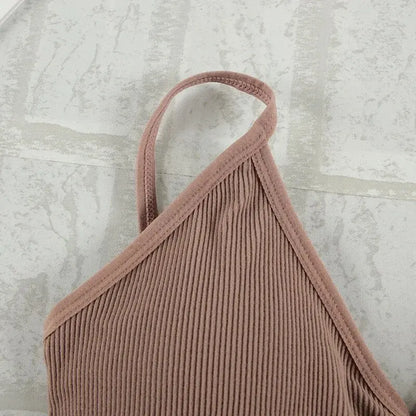 Conjunto de ropa interior de 2 piezas para mujer, bragas sexys, Bralette sin costuras, lencería femenina, Top corto sin mangas suave