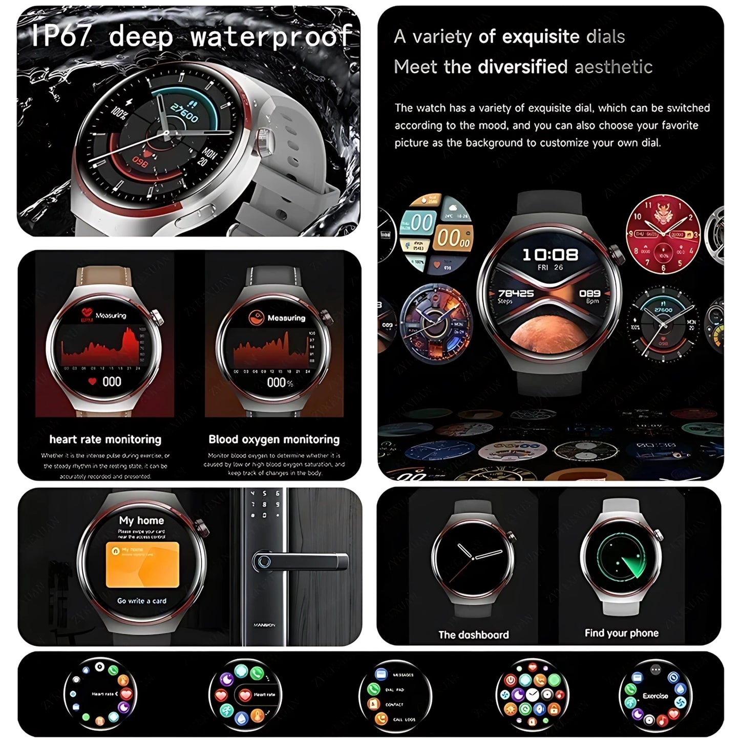 Reloj inteligente GT4 Pro con seguimiento GPS para hombres y mujeres, reloj con pantalla AMOLED HD, llamada Bluetooth, NFC IP68, reloj deportivo resistente al agua 2025