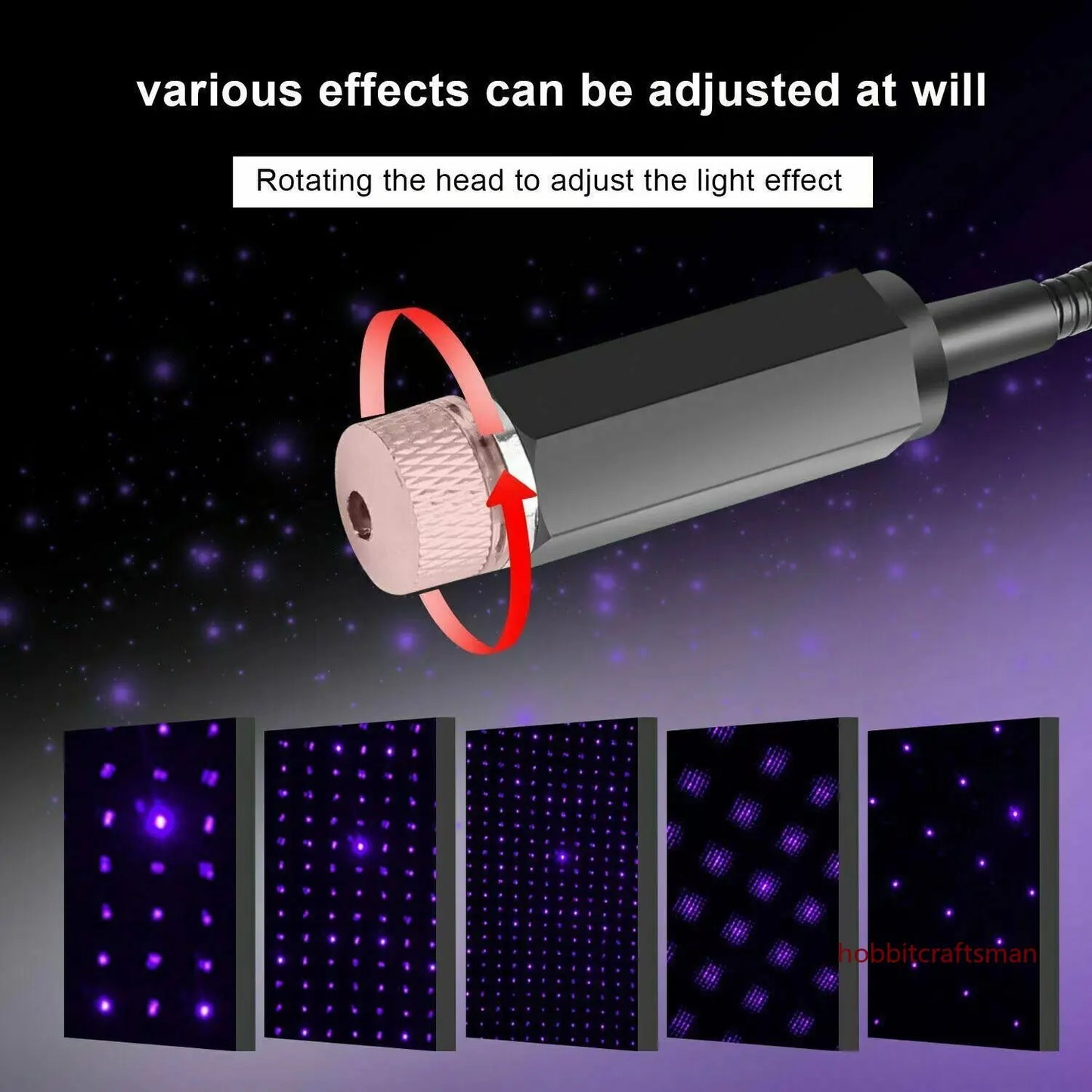 Mini proyector LED de luz nocturna para techo de coche, lámpara de ambiente de galaxia, USB, decorativo, ajustable para decoración de techo de habitación de techo de coche