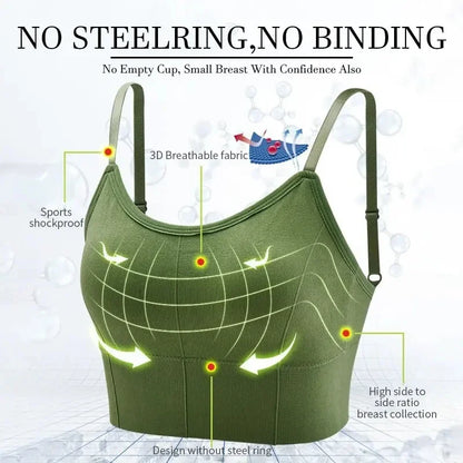 Ropa deportiva sin espalda para mujer, Sujetador deportivo para gimnasio, ropa interior sin costuras para mujer, correa ajustable para el hombro, chaleco de Yoga acolchado interior, Bralette