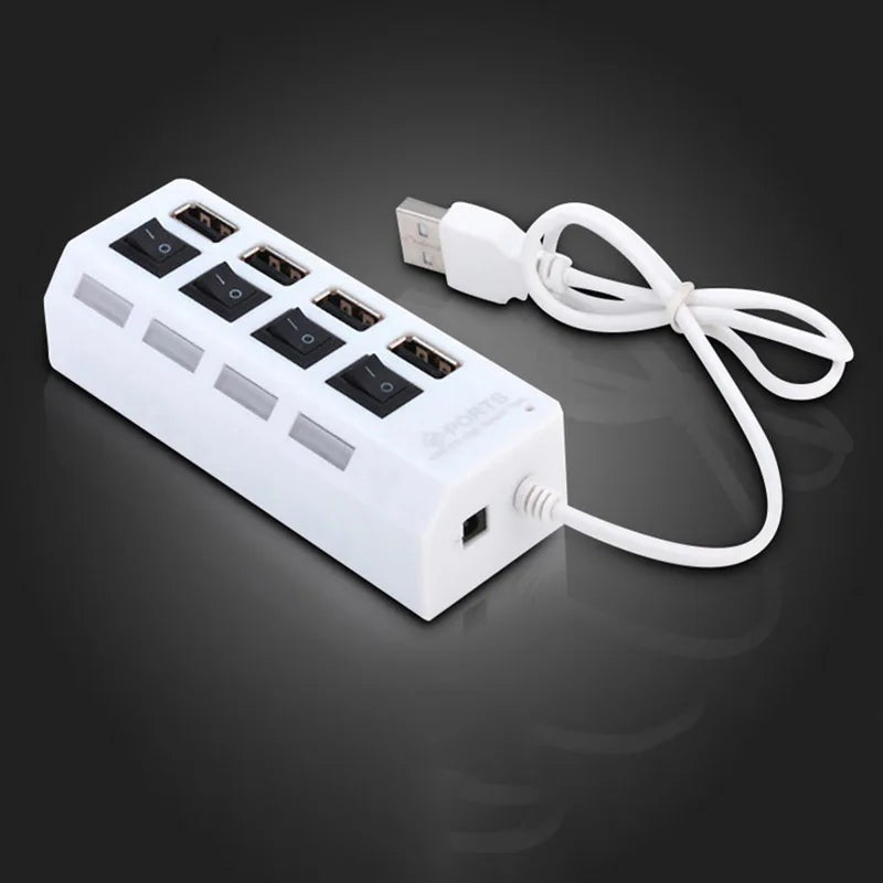 Adaptador expansor USB HUB 2,0 de alta velocidad, 4/7 puertos, divisor Multi USB, extensor múltiple con interruptor de lámpara LED para PC y portátil