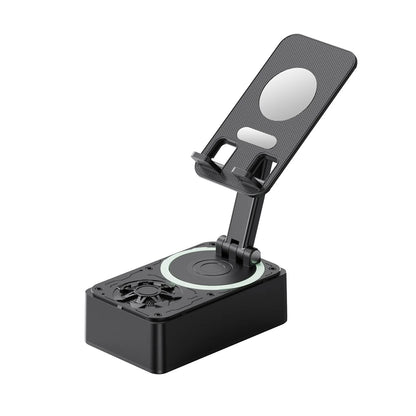 Altavoz Bluetooth 3 en 1, Banco de energía para teléfono, altavoz inalámbrico plegable, soporte para teléfono con almohadillas antideslizantes para videoconferencias en vivo