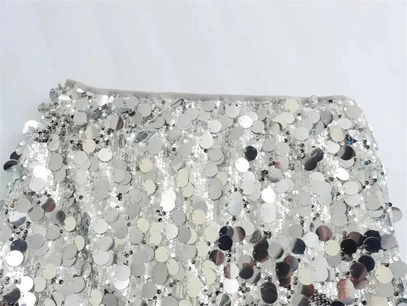 Falda de lentejuelas plateadas para mujer, minifalda de cintura alta, faldas cortas elegantes con purpurina brillante a la moda para mujer, faldas Y2k