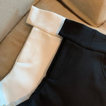 Pantalones cortos Mooyufon para mujer, pantalones cortos negros, pantalones cortos elegantes Harajuku de cintura alta, pantalones rectos informales ajustados para chica, pantalones sexis