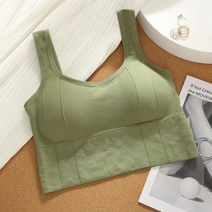 Sujetador deportivo transpirable antisudor para mujer, Top de Yoga sin costuras, Top corto a prueba de golpes, Sujetador deportivo Push Up, Top de entrenamiento para gimnasio