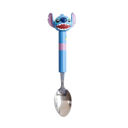 Vajilla creativa de animación de dibujos animados de oso fresa de Toy Story de Disney, bonita muñeca, cuchara, tenedor de acero inoxidable, vajilla para bebé