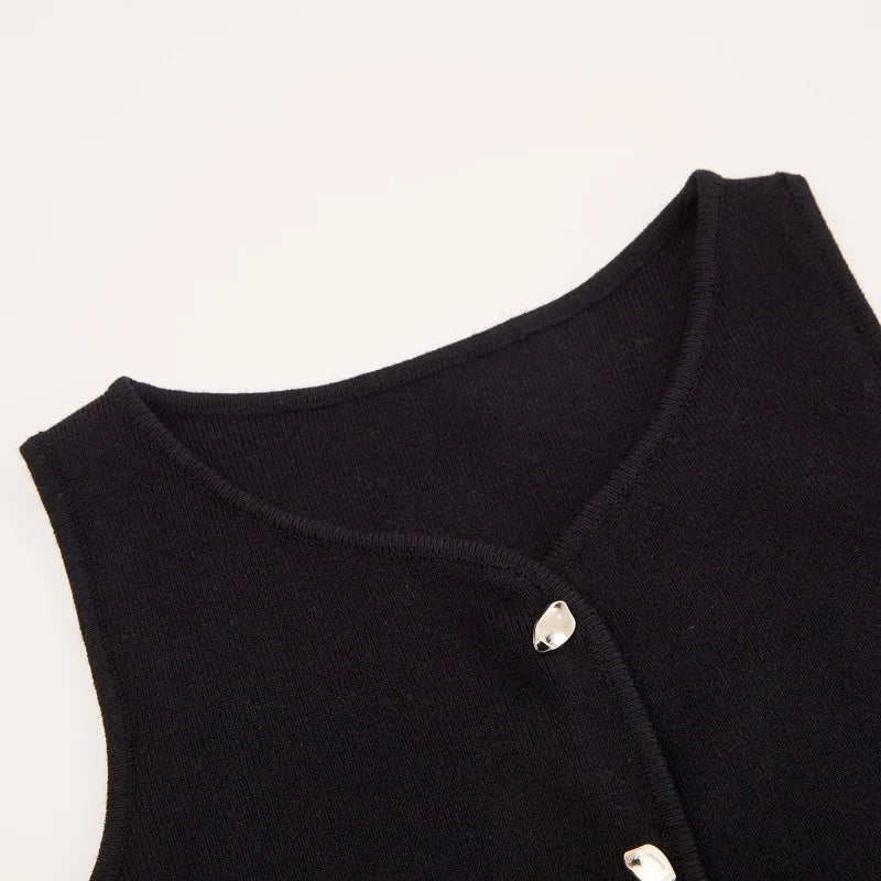 Chaleco acanalado listo para oficina otoño 2025, camiseta sin mangas de punto antipilling para capas de blazer/chique de barco/no básicos aptos para viajes