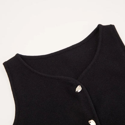 Chaleco acanalado listo para oficina otoño 2025, camiseta sin mangas de punto antipilling para capas de blazer/chique de barco/no básicos aptos para viajes