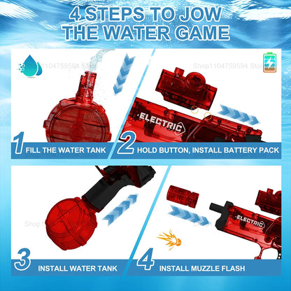Pistola de agua eléctrica para adultos y niños, pistola de agua automática con luces Led, piscina al aire libre de verano, juguetes para fiesta en la playa, regalos