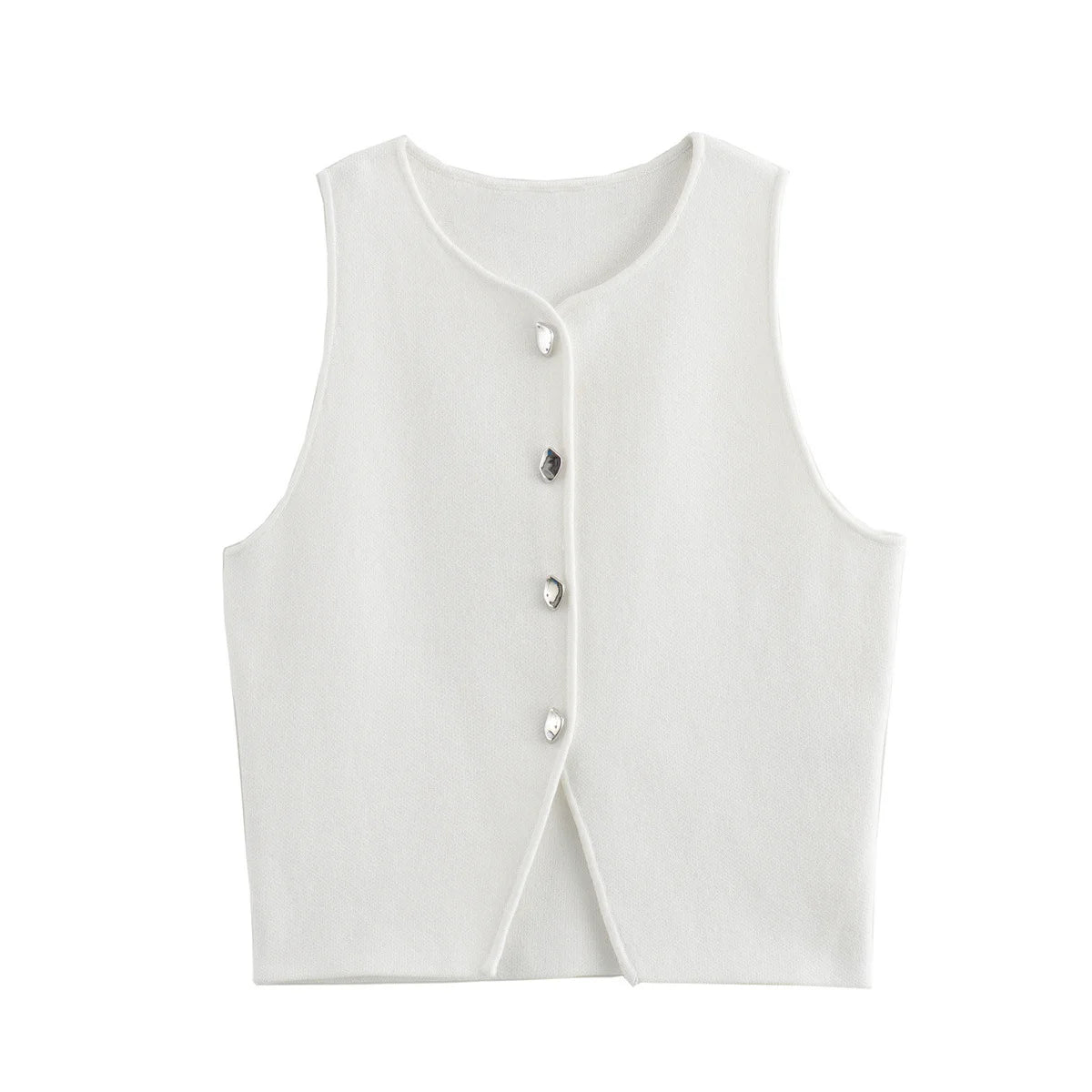 Chaleco acanalado listo para oficina otoño 2025, camiseta sin mangas de punto antipilling para capas de blazer/chique de barco/no básicos aptos para viajes