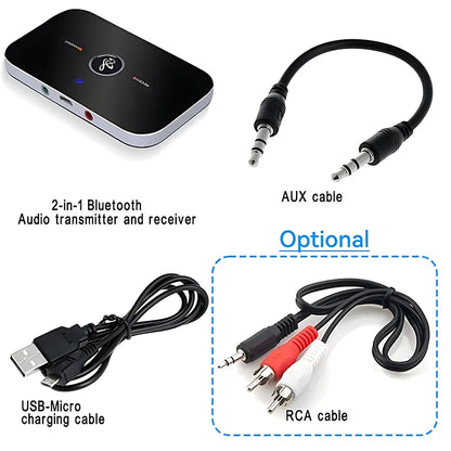 Receptor y transmisor de Audio B6 2 en 1 con Bluetooth 5,3, conector AUX de 3,5mm, RCA, USB, Dongle, adaptador inalámbrico de música para coche, PC, TV, auriculares