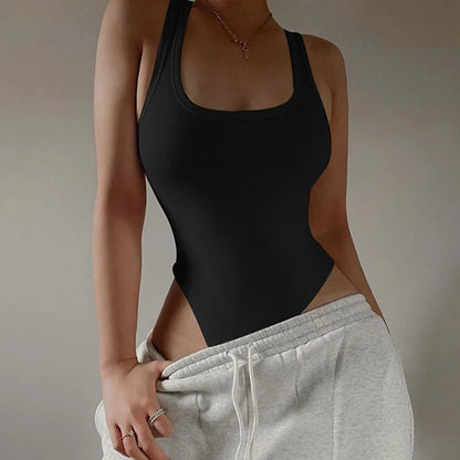 Body de punto sin mangas para mujer, Tops sexys ajustados con hombros descubiertos, corpiño informal de calle para discoteca