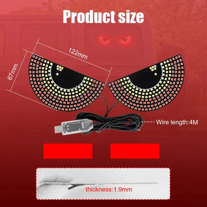 Lámparas decorativas de ojo de diablo para ventana de coche, tiras de luces LED, Panel de luz, pantalla de parabrisas de coche, iluminación con enchufe USB