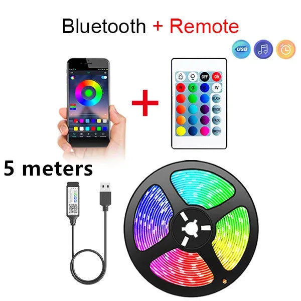 Tira de luces LED con Bluetooth, SMD inteligente 5050, aplicación remota, Control, cinta Flexible, lámpara de diodo, retroiluminación de TV, sala de juegos, decoración del hogar