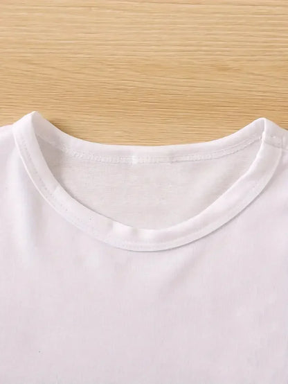 Camiseta con estampado blanco de gato divertido para mujer, pantalón corto informal de manga corta con cuello redondo para verano, ropa de animales para mujer