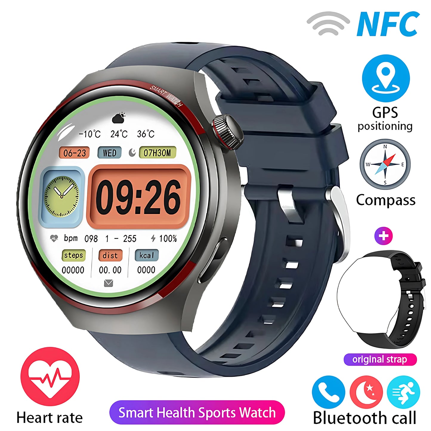 Reloj inteligente GT4 Pro con seguimiento GPS para hombres y mujeres, reloj con pantalla AMOLED HD, llamada Bluetooth, NFC IP68, reloj deportivo resistente al agua 2025