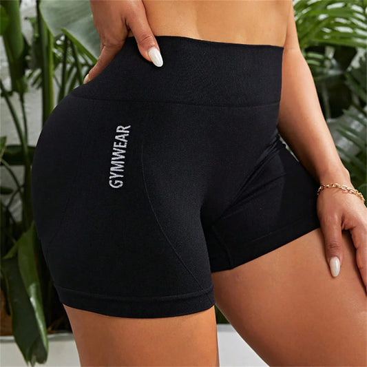 Pantalones cortos deportivos de cintura alta para mujer, pantalones cortos de Yoga transpirables de secado Qyuick de alto estiramiento, medias atléticas
