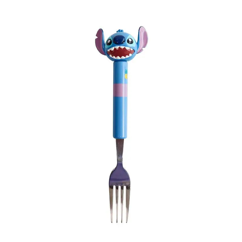 Vajilla creativa de animación de dibujos animados de oso fresa de Toy Story de Disney, bonita muñeca, cuchara, tenedor de acero inoxidable, vajilla para bebé