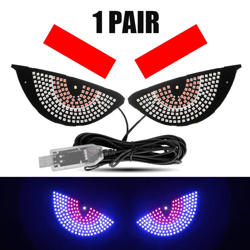 Lámparas decorativas de ojo de diablo para ventana de coche, tiras de luces LED, Panel de luz, pantalla de parabrisas de coche, iluminación con enchufe USB