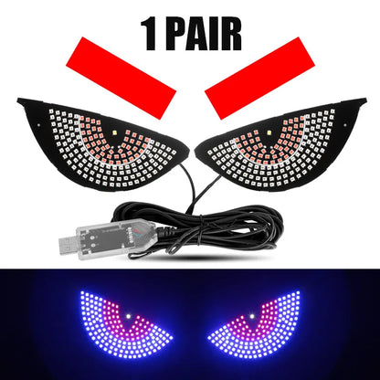 Lámparas decorativas de ojo de diablo para ventana de coche, tiras de luces LED, Panel de luz, pantalla de parabrisas de coche, iluminación con enchufe USB