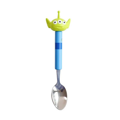 Vajilla creativa de animación de dibujos animados de oso fresa de Toy Story de Disney, bonita muñeca, cuchara, tenedor de acero inoxidable, vajilla para bebé