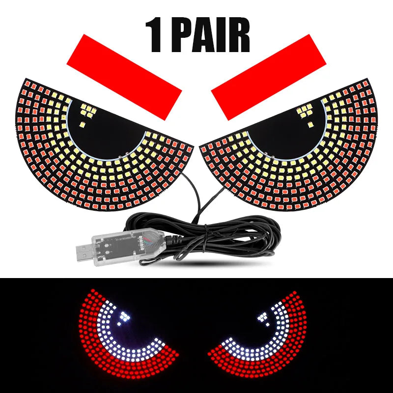Lámparas decorativas de ojo de diablo para ventana de coche, tiras de luces LED, Panel de luz, pantalla de parabrisas de coche, iluminación con enchufe USB