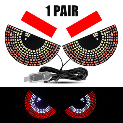 Lámparas decorativas de ojo de diablo para ventana de coche, tiras de luces LED, Panel de luz, pantalla de parabrisas de coche, iluminación con enchufe USB