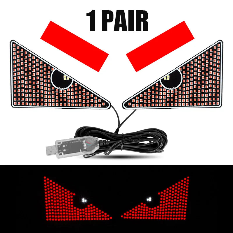 Lámparas decorativas de ojo de diablo para ventana de coche, tiras de luces LED, Panel de luz, pantalla de parabrisas de coche, iluminación con enchufe USB