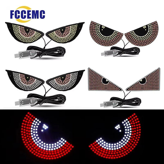 Lámparas decorativas de ojo de diablo para ventana de coche, tiras de luces LED, Panel de luz, pantalla de parabrisas de coche, iluminación con enchufe USB