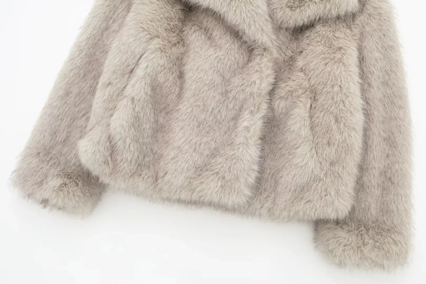 TRAFZA, chaqueta recortada de piel sintética a la moda para mujer, abrigo de manga larga con botón frontal a presión, prendas de vestir exteriores para mujer, abrigo grueso con cuello de solapa elegante