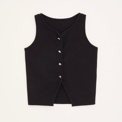 Chaleco acanalado listo para oficina otoño 2025, camiseta sin mangas de punto antipilling para capas de blazer/chique de barco/no básicos aptos para viajes
