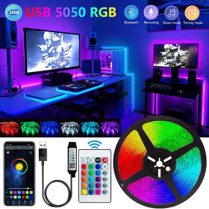 Tira de luces LED con Bluetooth, SMD inteligente 5050, aplicación remota, Control, cinta Flexible, lámpara de diodo, retroiluminación de TV, sala de juegos, decoración del hogar