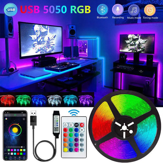 Tira de luces LED con Bluetooth, SMD inteligente 5050, aplicación remota, Control, cinta Flexible, lámpara de diodo, retroiluminación de TV, sala de juegos, decoración del hogar