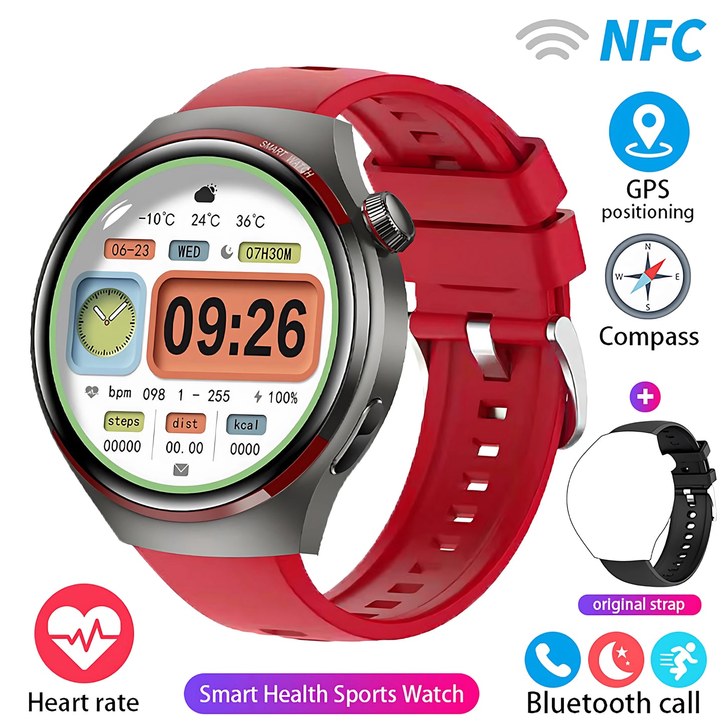 Reloj inteligente GT4 Pro con seguimiento GPS para hombres y mujeres, reloj con pantalla AMOLED HD, llamada Bluetooth, NFC IP68, reloj deportivo resistente al agua 2025