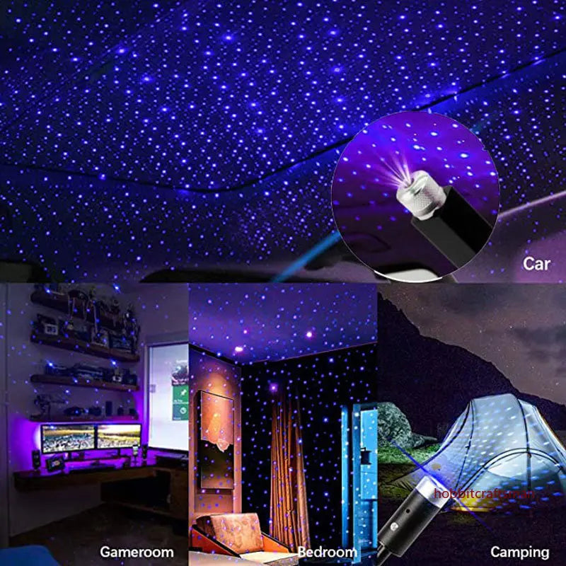 Mini proyector LED de luz nocturna para techo de coche, lámpara de ambiente de galaxia, USB, decorativo, ajustable para decoración de techo de habitación de techo de coche