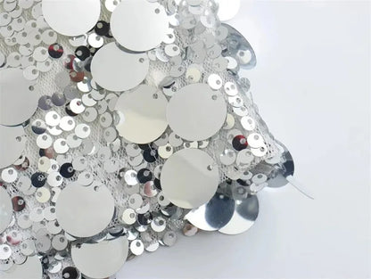Falda de lentejuelas plateadas para mujer, minifalda de cintura alta, faldas cortas elegantes con purpurina brillante a la moda para mujer, faldas Y2k