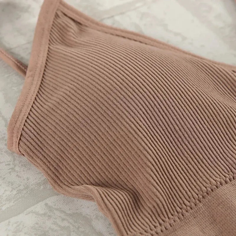 Conjunto de ropa interior de 2 piezas para mujer, bragas sexys, Bralette sin costuras, lencería femenina, Top corto sin mangas suave