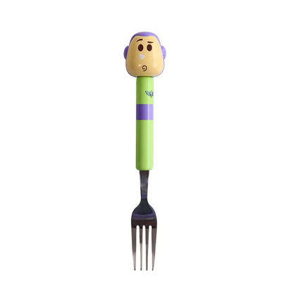Vajilla creativa de animación de dibujos animados de oso fresa de Toy Story de Disney, bonita muñeca, cuchara, tenedor de acero inoxidable, vajilla para bebé