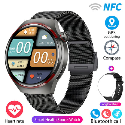 Reloj inteligente GT4 Pro con seguimiento GPS para hombres y mujeres, reloj con pantalla AMOLED HD, llamada Bluetooth, NFC IP68, reloj deportivo resistente al agua 2025