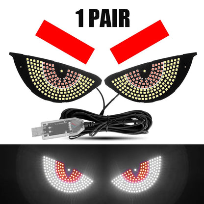 Lámparas decorativas de ojo de diablo para ventana de coche, tiras de luces LED, Panel de luz, pantalla de parabrisas de coche, iluminación con enchufe USB