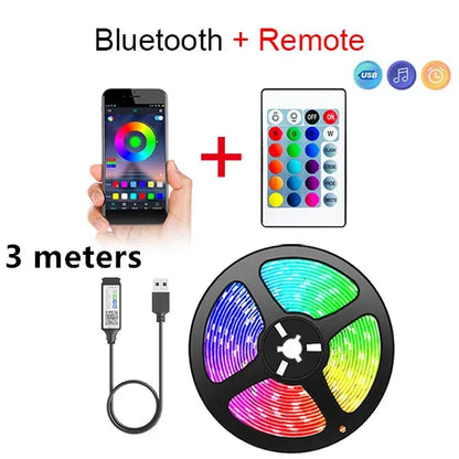 Tira de luces LED con Bluetooth, SMD inteligente 5050, aplicación remota, Control, cinta Flexible, lámpara de diodo, retroiluminación de TV, sala de juegos, decoración del hogar