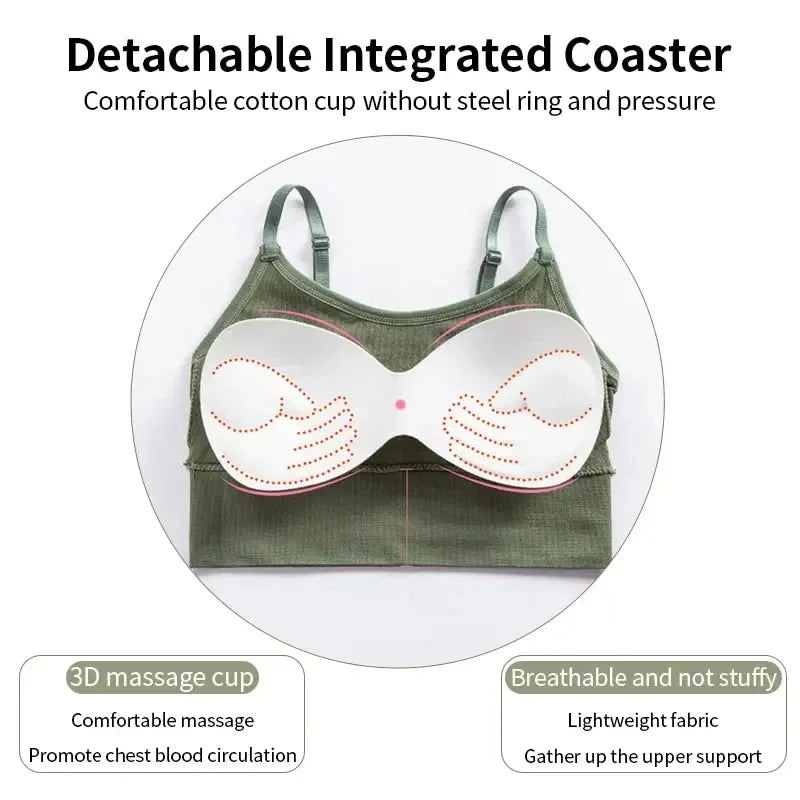 Ropa deportiva sin espalda para mujer, Sujetador deportivo para gimnasio, ropa interior sin costuras para mujer, correa ajustable para el hombro, chaleco de Yoga acolchado interior, Bralette