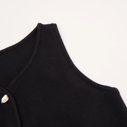 Chaleco acanalado listo para oficina otoño 2025, camiseta sin mangas de punto antipilling para capas de blazer/chique de barco/no básicos aptos para viajes