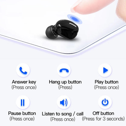 Auriculares inalámbricos X9 compatibles con Bluetooth 5,0 con micrófono, auriculares deportivos intrauditivos individuales para Xiaomi Huawei, auriculares con sonido estéreo