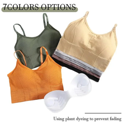 Ropa deportiva sin espalda para mujer, Sujetador deportivo para gimnasio, ropa interior sin costuras para mujer, correa ajustable para el hombro, chaleco de Yoga acolchado interior, Bralette